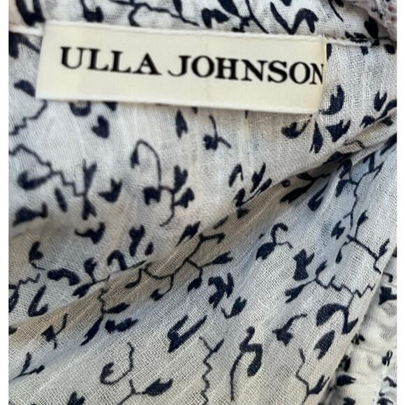 Ulla Johnson Women's Size 2 Blue/White Off The Shoulder Floral Print Blouse - Picture 2 of 8